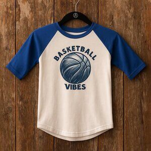 Kids “Basketball Vibes” Raglan Tee - 3/4 Sleeve